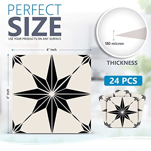 Tile Stickers By Mi Alma 24 Pcs Talavera Wall Stencils Wall Stickers Peel And Stick Easy Application – Ideal For Bathroom, Kitchen Wall Tile Decals (Star Tile 1, 4X4 Inch) #TOP2