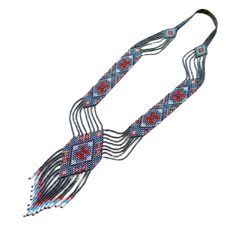 Collier Gerdan ukrainien fait main en perles de rocaille, bijou traditionnel LK_UKRN_0519
