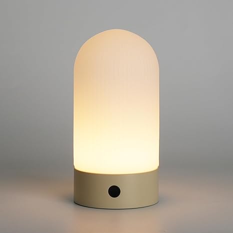 WEILAILUX Battery Operated Shower Lamp Waterproof, Small Portable Cordless Table Lamp Rechargeable, Touch Dimmable Mood Light for Home/Patio/Dining/Outdoor (Khaki)
