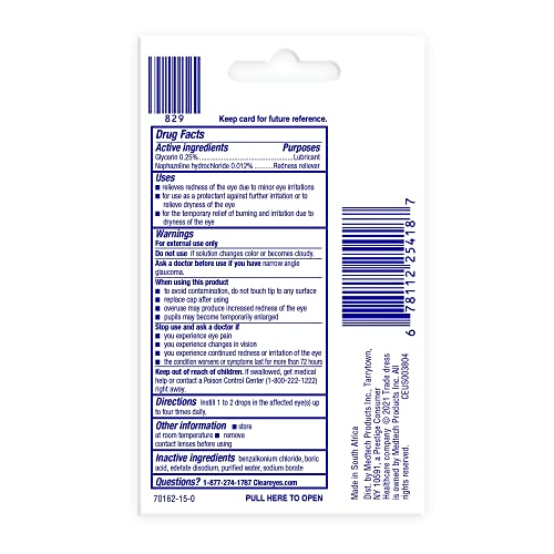Clear Eyes Redness Eye Relief Eye Drops, Relieves Redness & Calms Irritation, 0.2 Fl Oz #TOP5