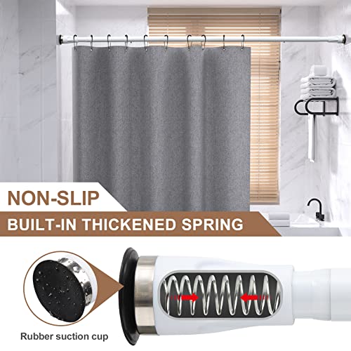Tension Rods for Windows 48 to 84 - 1 inch Heavy Duty Room Divider Curtain Rod No Drilling Non-Slip, Adjustable Tension Shower Curtain Rod, Size 43-87 inches, White - Thumbnail 3