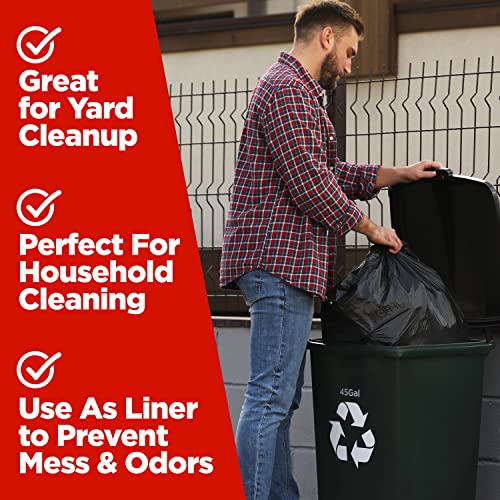 Toughbag 40-45 Gallon Trash Bags, 40 X 48" Black Garbage Bags (250 Count) – Outdoor Industrial Garbage Can Liner For Commercial, Janitorial, Lawn, Leaf, And Contractors - Made In Usa #TOP1