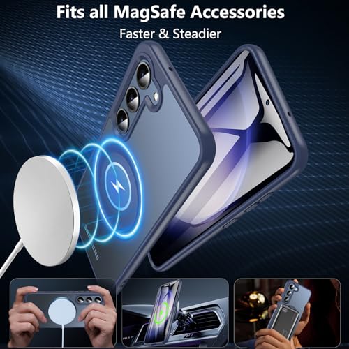 Image of OWKEY for Galaxy S23 Case 6.1'', Magnetic Samsung Galaxy S23 Case for Magsafe with Screen Protector, [Military Grade Protection] Shockproof Phone Cover S23 Case Protective Case for Samsung S23, Blue