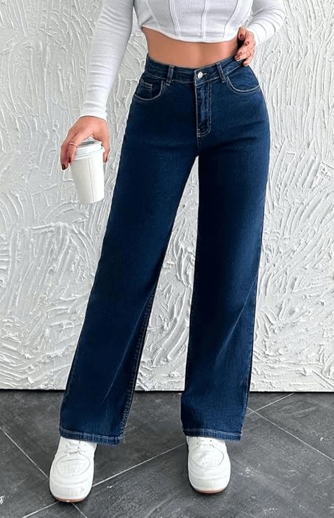 Image of Women's Denim Straight Fit Boyfriend Jeans BLACK-28