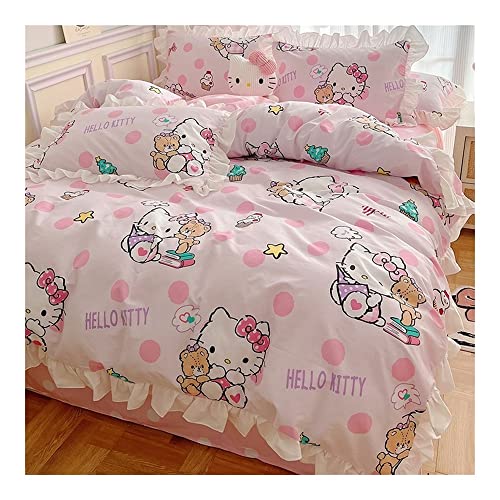 Juego De Funda Nórdica Estampada Juego De Ropa De Cama Hello Kitty Funda Nórdica Suave De Fácil Cuidado con Cierre De Cremallera (Color : J, Size : 150x200cm)