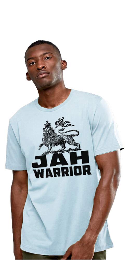Warface ApparelHaile Selassie T-Shirt Rastafari African Jamaican Rasta Light Blue