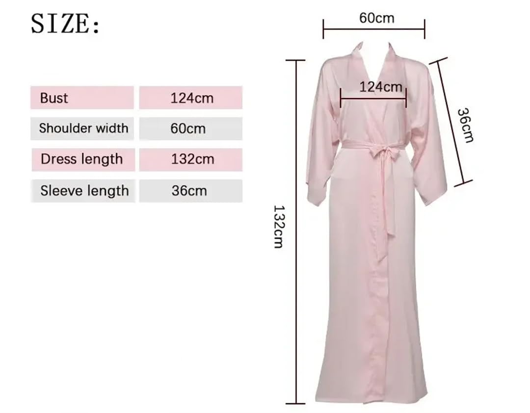 Yeuyyben Raso di seta Vesti Lunghi Manica Lunga Marrone Damigella D'onore Abiti Sposa Robe Abito Da Sposa Donna Lungo Accappatoio Da Sposa Homewear
