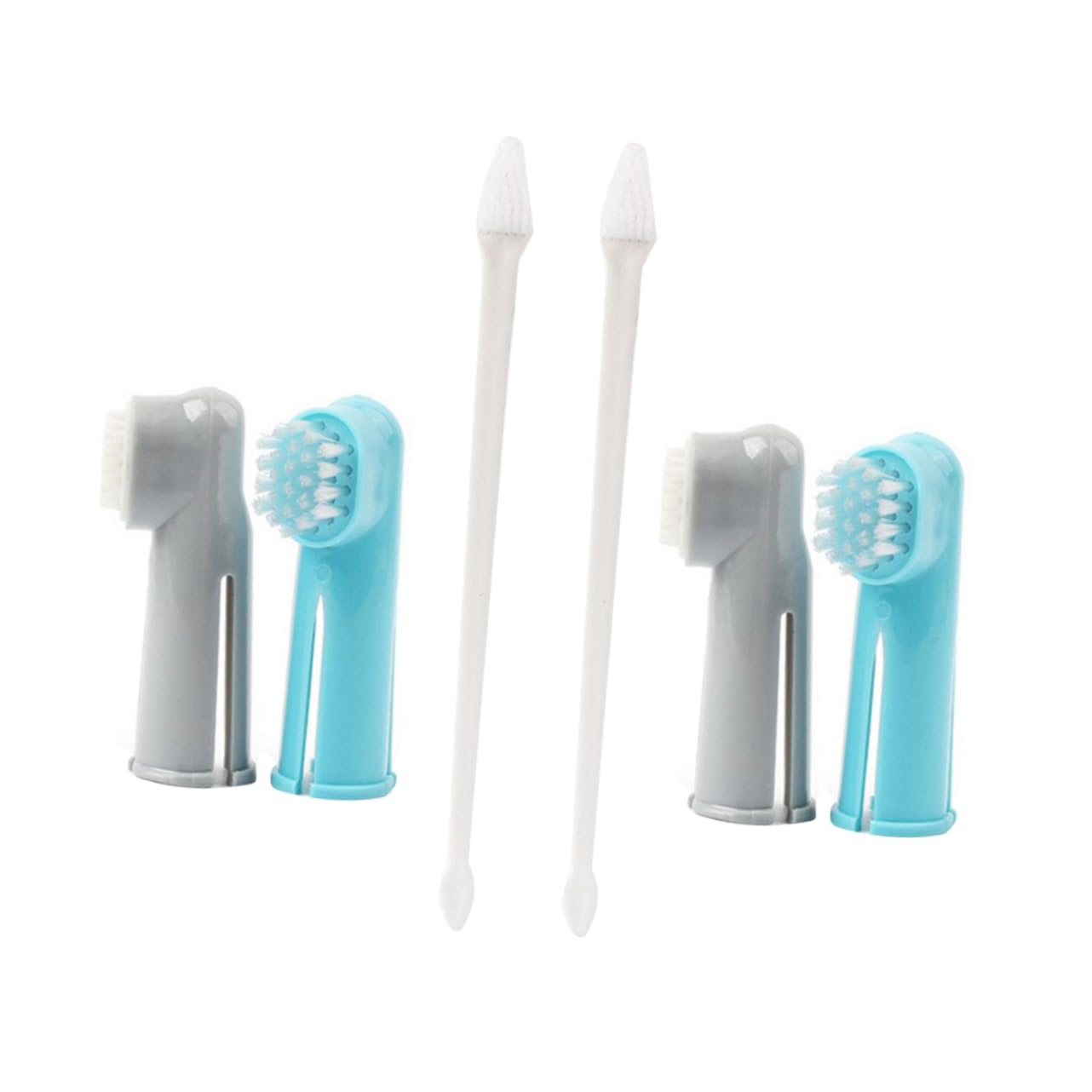 INOOMP Pet Oral Health Care Kit 4 Pack of Double Head Toothbrushes for Dogs Cats Easy to Use Finger Brush