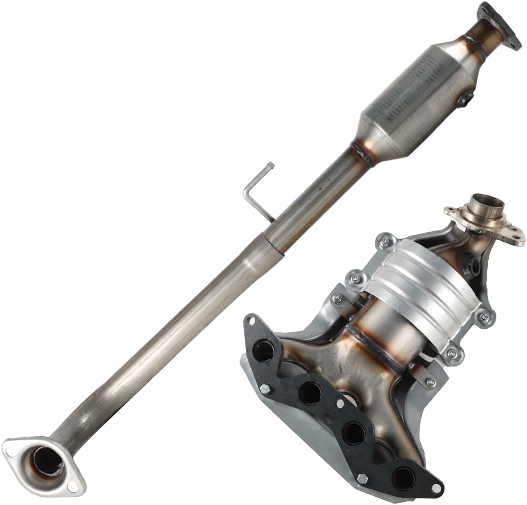 Catalytic Converter Front & Rear Set Compatible with 2001 2002 2003 2004 2005 Honda Civic DX LX GX HX 1.7L, Direct-Fit Exhaust Manifold W/Gasket Kit Catalytic Convertor Replacement