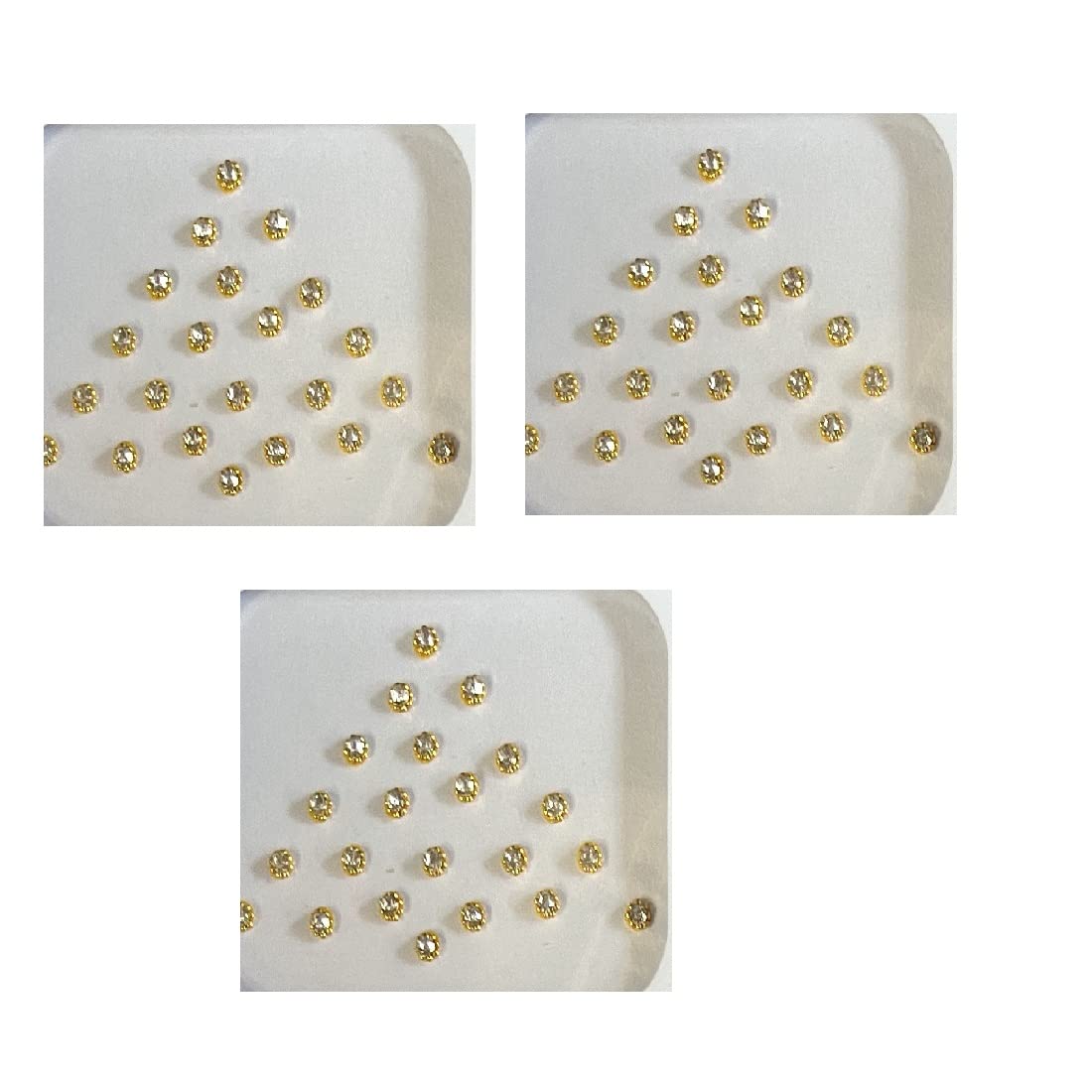 Golden Stone Bindi Fancy Designer Tikali Kumkum Sticker Bindiya Tikka Giftable Forehead Skin Friendly Glue Traditional Unique Bindi for Womens & Girls Pack of 3 Bindi