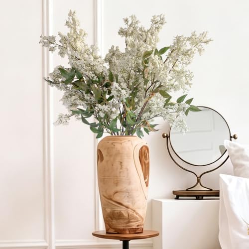 UOROMI 43 Tall Faux Berry Stems for Floor Vases 3 Pcs White Artificial Spring Floral Branches Bendable Long Stem Fake Plants for Farmhouse Home Decor Mantel & Wedding Centerpiece