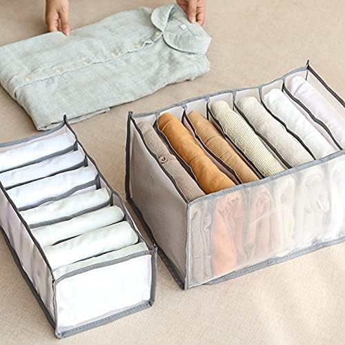 Washable Wardrobe Clothes Organizer,Jeans Compartment Storage Box,Foldable Closet Drawer Organizer Clothes Drawer Mesh Separation Box