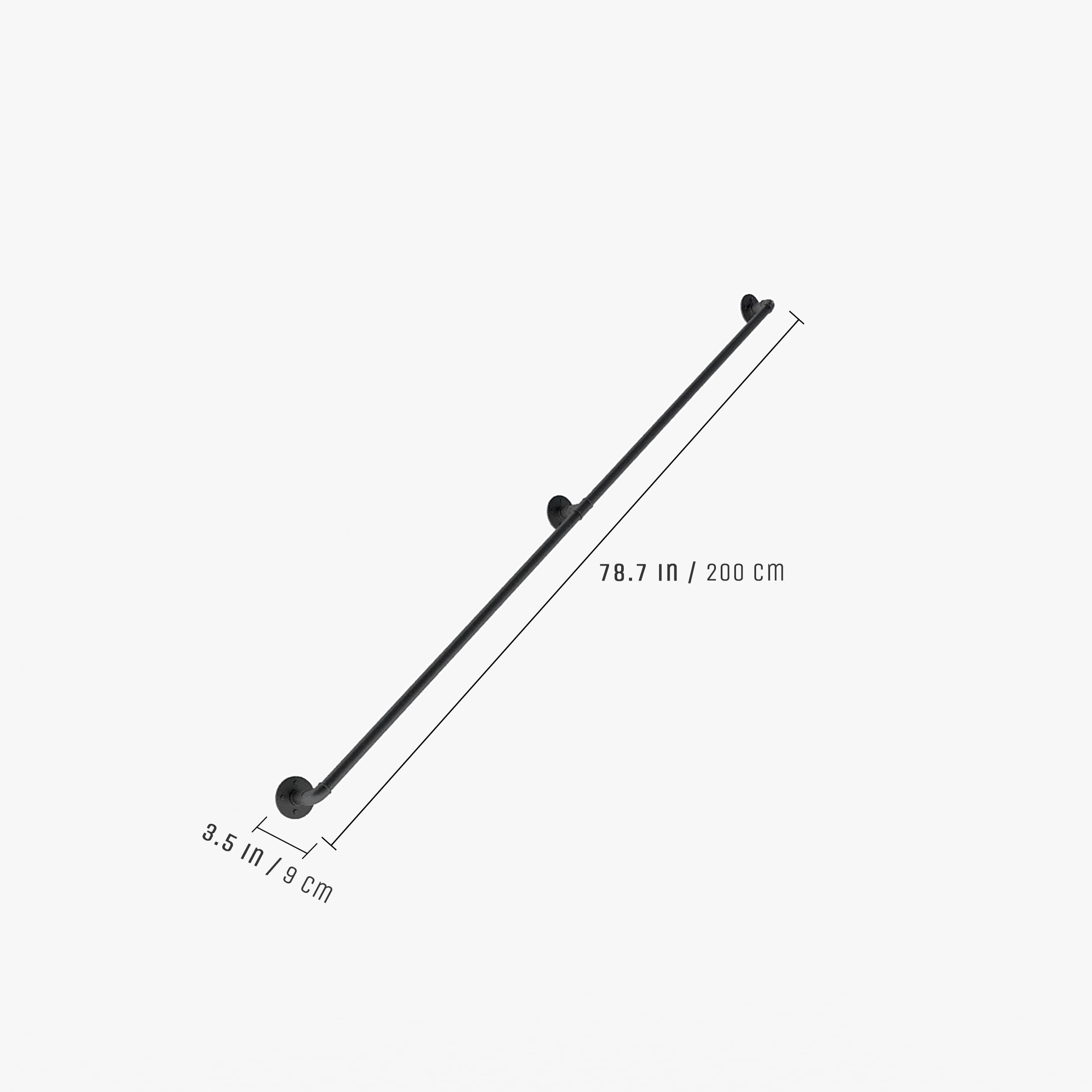 pamo main courante pour escalier – MULTI I – main courante noire en tubes rigides au design loft industriel | rampe d'escalier intérieure à fixer au mur | mains courantes