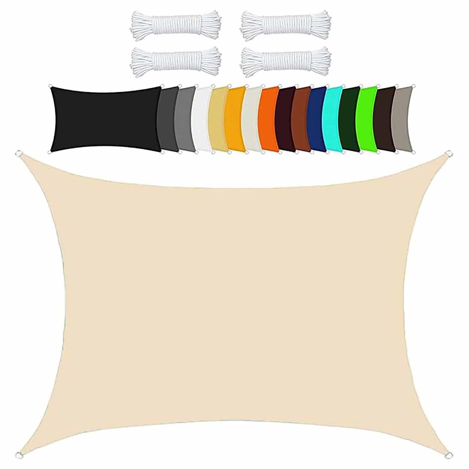Ffsaacol Sail Shades Rectangle Waterproof, Sun Shade Sail Canopy Backyard, Sun Sail Shade for Patio Water Permeable & UV Block, Heavy Duty, Easy Install 5, 13x13ft/4x4m