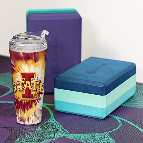 Image of Rico Industries NCAA Glitter 24oz Acrylic Glitter Tumbler with Hinged Lid, Officially Licensed Double Wall Tumbler with Straw
