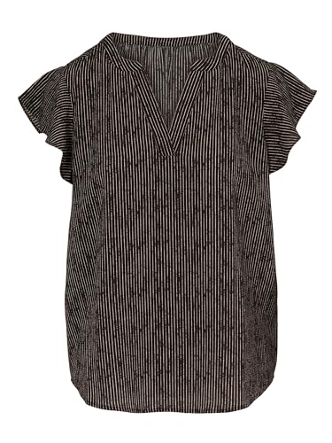 Image of Adrianna Papell Women's Flutter Sleeve Blouse, Black/Ivory Sketch Stripe, L