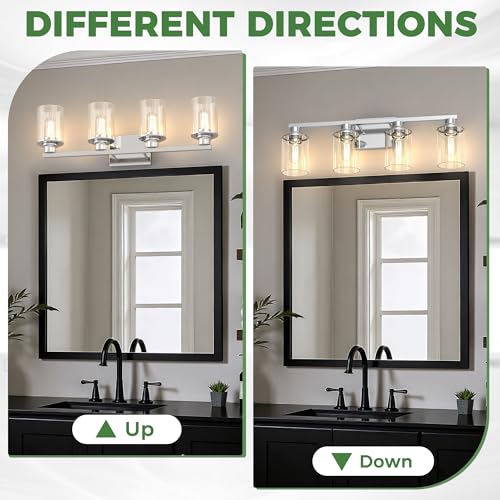 Image of DORESshop 4-Light Chrome Bathroom Vanity Light Fixture ETL Listed
