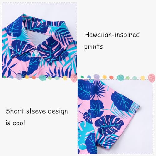 Image of XiaoMoSha Hawaiian Shirts for Boys Button Down Shirt Short Sleeve Shirts Girls Hawaiian Shirt Summer Beach Tops for Kids