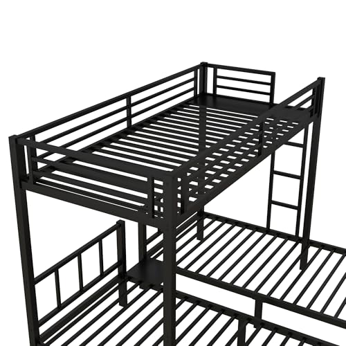 Bellemave Twin Size Triple Bunk Bed for 3 Kids, Heavy Duty Metal Triple Bunk Bed with Safety Fence, Heavy Duty Triple Beds for Kids, Teens, Black - Image 6