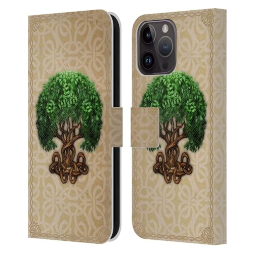 Funda iPhone 15 Pro Max de cuero con grabado artístico Brigid Ashwood