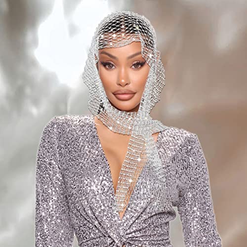 Formery Sparkly Rhinestone Mesh Headband Crystal Wide Hairbands Turban Party Nightclub Rave Edge Hair Wraps Scarf For Women And Girls (White) #TOP5