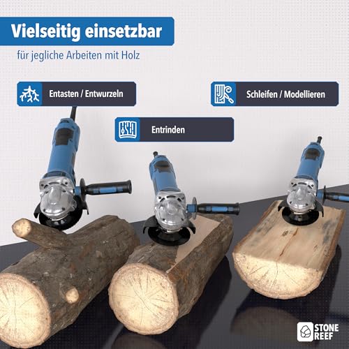Holz Schleifscheibe 125mm [3 teiliges Set für Winkelschleifer] - Lackfräse - Holzfräser - Wurzelfräse - Diamant Schleifscheibe für Schleifen, Fräsen, Schnitzen