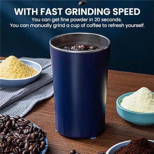 Coffee Grinder for Kitchen, 200W Powerful Electric Spice Herb Grinder Dry Comes with Removable Stainless Steel Blades, Large Capacity Suitable for Grinding Spices, Herbs, Coffee Beans, Grains, Nuts — view 4