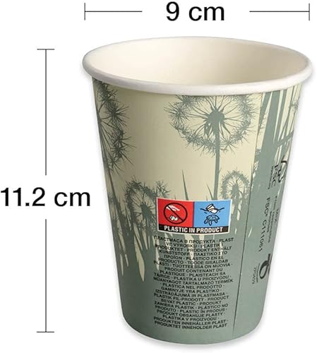 Miniatura 5 de Abena Tazas de café de papel desechables 100% compostables CPLA para temperaturas más calientes, multicolor, 12 onzas  50 unidades