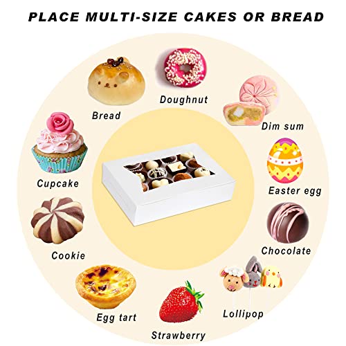 Zzrywuty 20PCS White Cookie Boxes 12x8x2.5 Inches Bakery Boxes with Window, Dessert Boxes Strawberry Boxes, Pastry Boxes, Treat Boxes for Chocolate Strawberries, Pies, Donuts, Muffins, Party Favor - Thumbnail 4