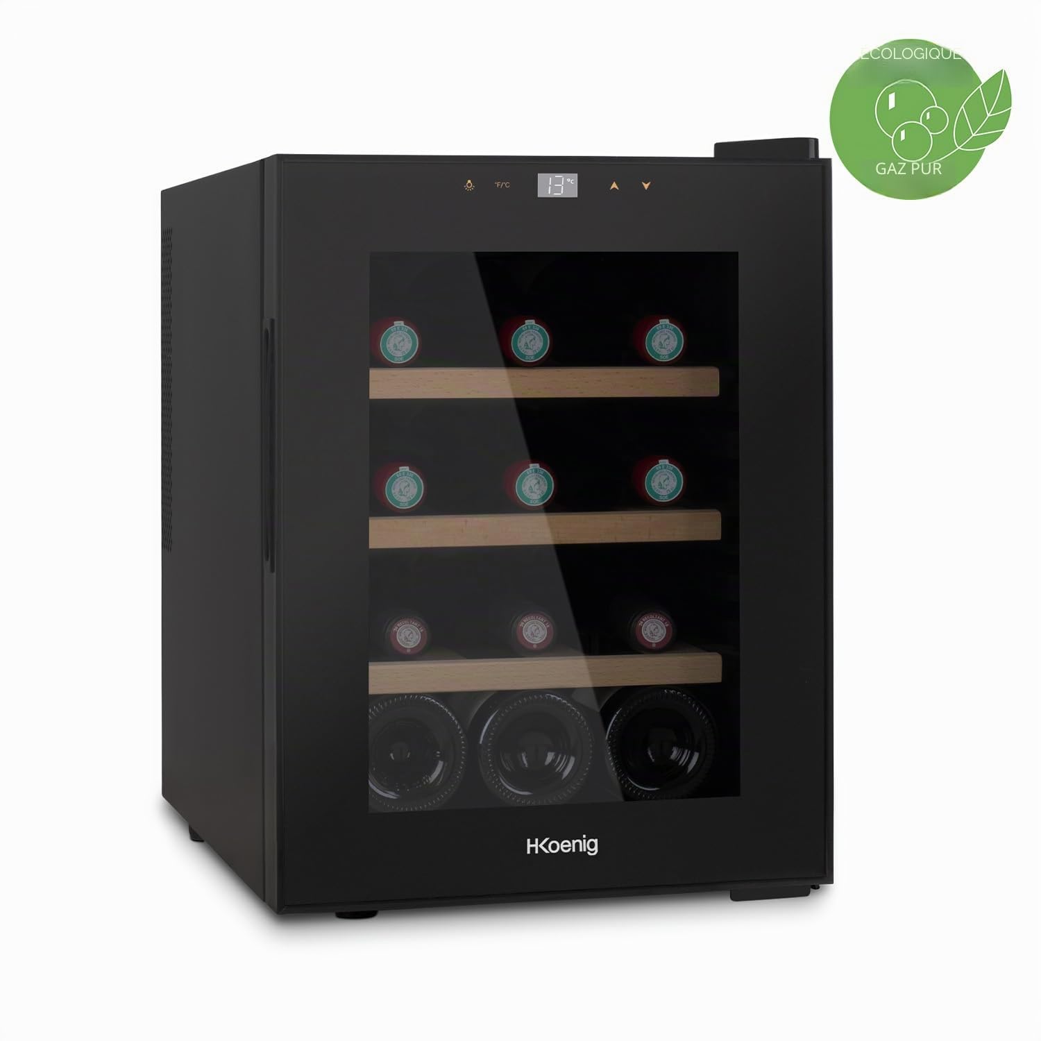 H.Koenig AGE12 Cave à Vin 12 Bouteilles 31 L Inox Thermoélectrique Noir