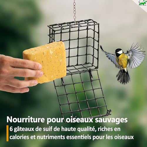 Mice&Co Gâteaux de Suif Naturels pour Oiseaux Sauvages - Nourriture Nutritive avec Graines de Millet et Cacahuètes, Blocs de Graisse Résistants pour Jardin, Pack 6 Unités – Image 3