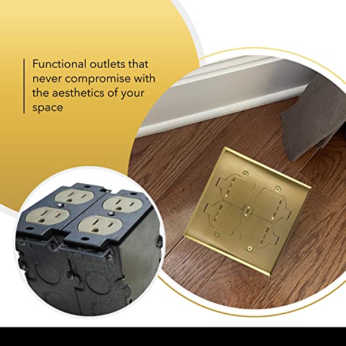Select Lighting Slfb-2G-Tr20-Br 20A Receptacle Outlets, Tamper Resistant Electrical Floor Box With Flip Lid And Brass Cover, Retractable Recessed Socket For Kitchen, Countertops & Floors #TOP6
