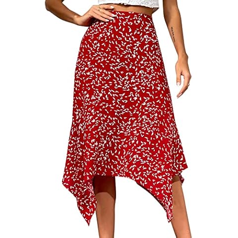 Kate Kasin Falda de Mujer Elegante de Flores con Cintura Alta y Correa de Espalda Elástica Cover