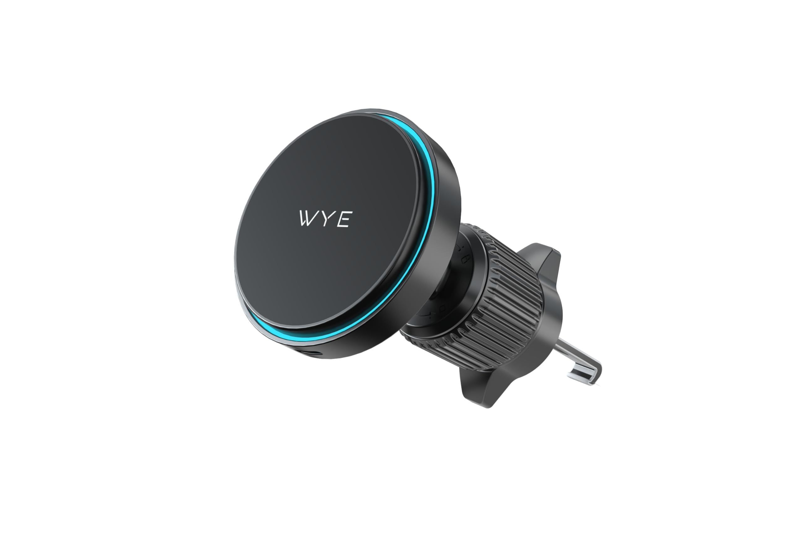 WYE Supporto magnetico wireless per auto da 15 W per montaggio sulla bocchetta dell'aria, supporto per auto con ricarica rapida USB-C con indicatore LED per smartphone Qi, nero