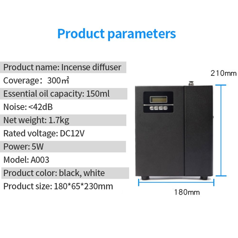 Inteligentna wytwornica powietrza do montażu na ścianie, dyfuzory do aromaterapii olejków eterycznych z wyświetlaczem LCD, pojemność 150 ml i 4-segmentowy czas, zasięg do 200㎡, do domu, biura(White)