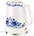 Produktbild Rosenstein & Söhne Wasserkocher Teekanne: Keramik-Wasserkocher WSK-280.rtr mit blauem Blumen-Motiv, 2 l, 1.500 W (Wasserkocher Nostalgie)
