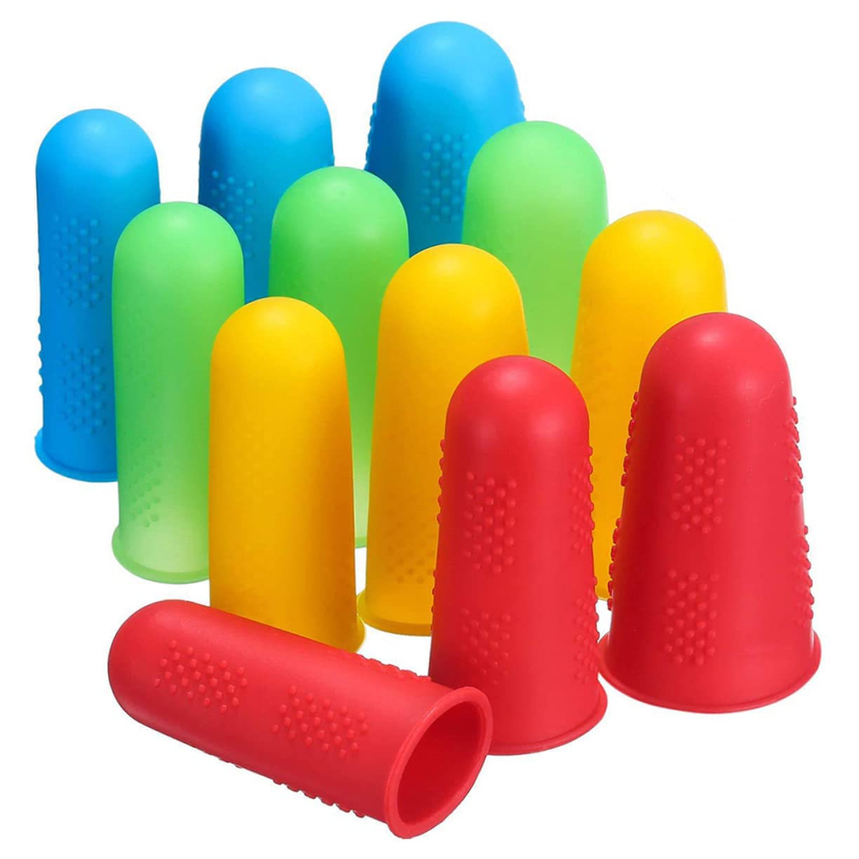 HAWILLOSCH Silicone Finger Protectors 12 Pcs Blue Finger Guards Anti-Skid Thimble Comfortable and Wear Resistant