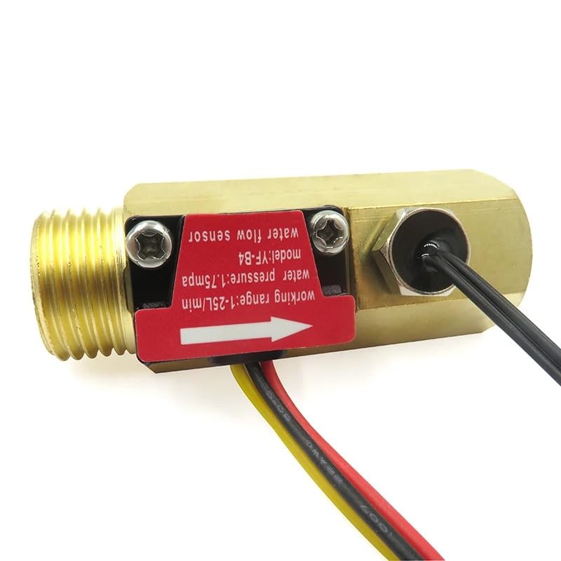 Sensor de flujo de agua DN15, latón, 1.75MPa, Sensor Hall, pulso, 1/2 ", caudalímetro de turbina DC5~18V con detección de temperatura