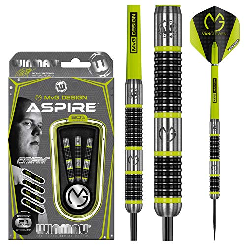 Winmau Michael Van Gerwen Mvg Aspire Tungsten Steeltip Darts Set 24G With Prism Flights And Nylon Shafts (Stems) #TOP4