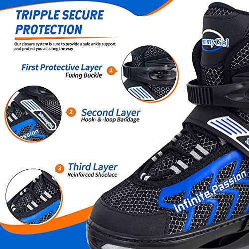 Image of MammyGol Adjustable Inline Skates for Adults and Teen, Safe and Durable Roller Skates with Giant Wheels,High Performance Skates for Girls and Boys 9-11US
