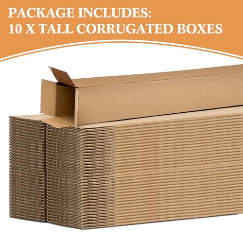Image of Qilery 10 Pcs 4 x 4 x 48 Inch Golf Club Shipping Boxes 4L x 4W x 48H Tall Corrugated Boxes Cardboard Long Golf Storage Box for Shipping, Packaging, Moving, Mailing, Home or Business