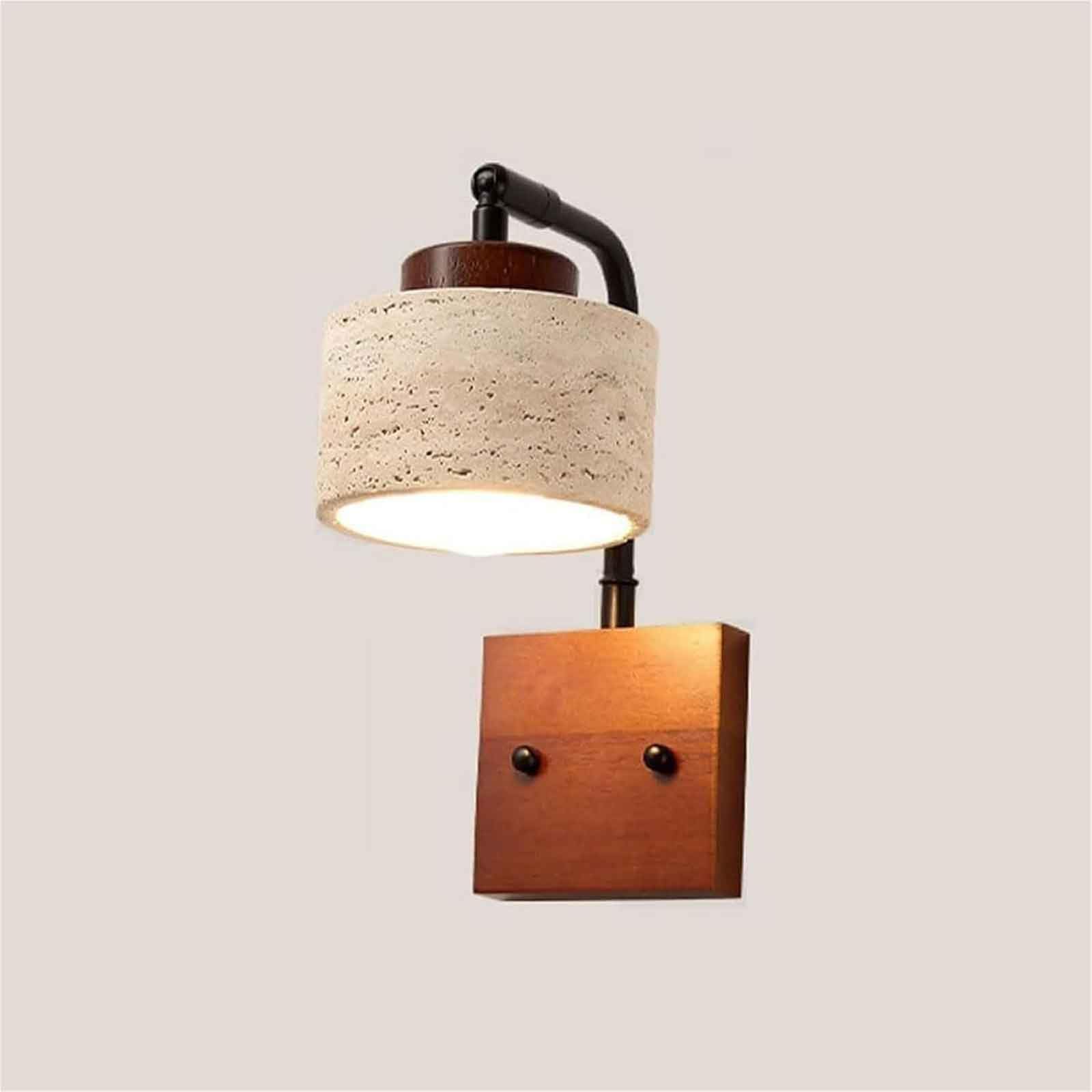 SXWNBIFH Industrial Retro Natural Yellow Travertine Wall Light, E27 Base Wooden Wall Lamp, Modern Simple Bedroom Bedside Antique Style Wall Sconces, Living Room Dining Room Corridor Lighting Fixture
