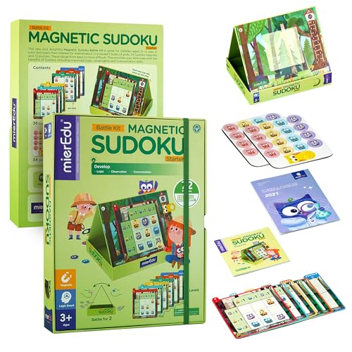mierEdu Magnetisches Sudoku für Kinder – Magnetspiel ab 3 Jahre für Reisen & Zuhause – Logikspiel zur Förderung von Konzentration & Denkvermögen – Gesellschaftsspiel für 2 Spieler