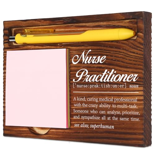 Nurse Practitioner Appreciation Gift, Desk Wooden Sticky Note Holder