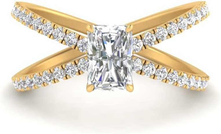 Fascinating Diamonds IGI Certified 1 3/8 Ctw Lab Grown Diamond Cross Band Side Stone Engagement Rings For Women 14K Gold 1 Carat Center (VS1-VS2 Clarity, E-F-G Color, 1.40 Ctw)