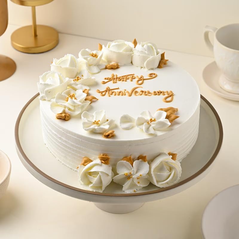 Image of FlowerAura Delicious Fresh Romantic Anniversary Special Pineapple Cake For Girlfriend, Boyfriend, Husband, Wife, Parents, Friends (Same Day Delivery) (1.5Kg)