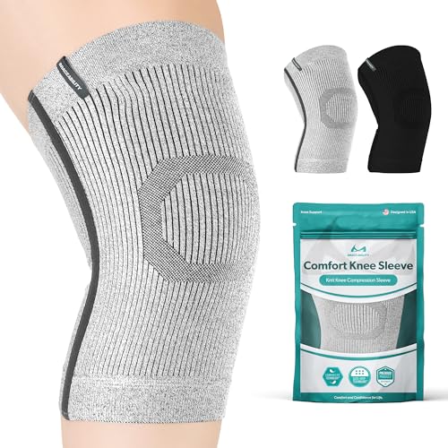 BraceAbility Plus Size Knee Brace for Women and Men Compression Sleeve for Knee Pain Relief Arthritis Swelling Osteoarthritis Meniscus Tear Joint Support Knee Stabilizer (XL/2XL Gray)