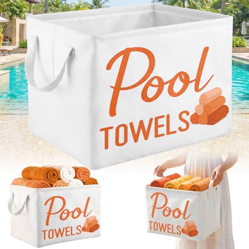 Yungyan Pool Towel Storage Basket Holder Organizer Bin Orange Pool Towel