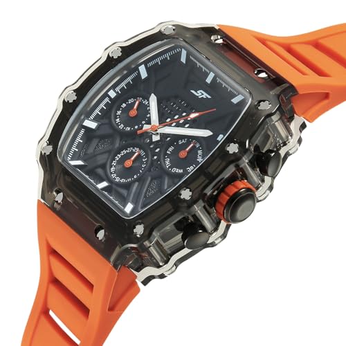 Image of SF Maiden Voyage Sport Watch Quartz Analog with Black Dial Orange Silicon Strap Watch for Men - 77178PP01W
