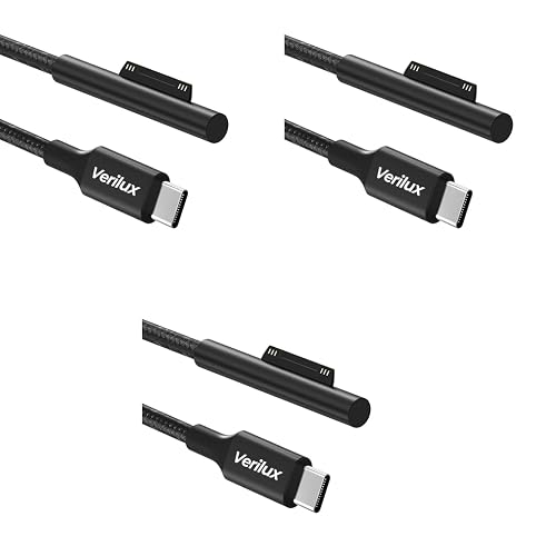 Verilux Type C Charging Cable for Surface Laptop 5.9ft 45W 15V3A Power Supply for Pro7 Go2 Pro6 5 4 3 Laptop1 2 Only PD Charger 3 PCS